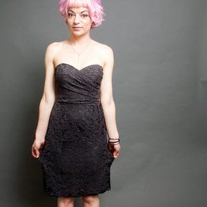 Black Lace Strapless Dress